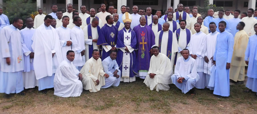 Bishop Thaddeus Okolo, the priests and seminarians